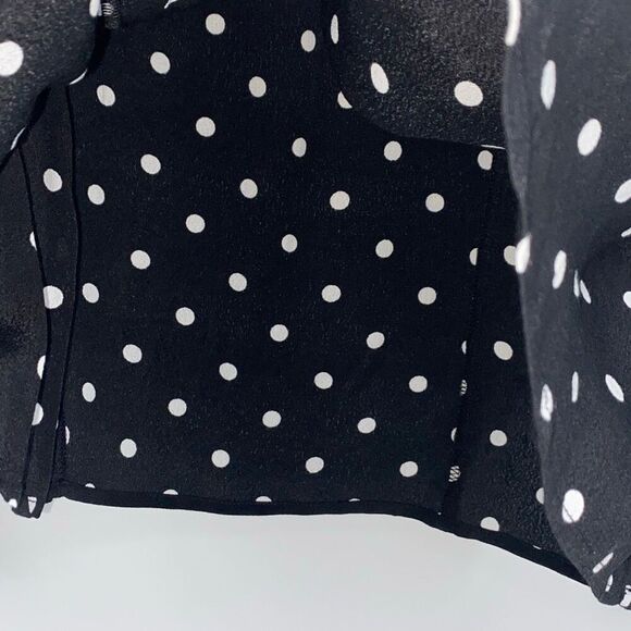 New Gap Ruffle Shoulder Long Sleeve Polka Dot‎ Blouse Rayon Black White S - Picture 7 of 16